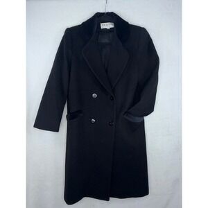 Mackintosh Collections Black 100% Wool Double Breasted Coat Velvet Collar USA 6P